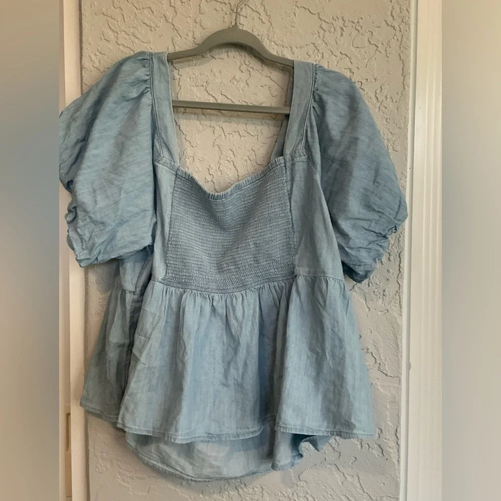Old Navy Women's Blue Puff Sleeve Top
